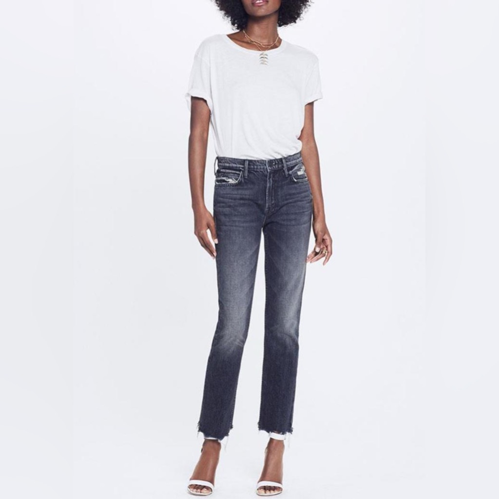 Mother Black The Flirt Chew Ankle Cropped Jeans, Size 26, Everyday Wear